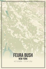 Retro US city map of Feura Bush, New York. Vintage street map.