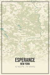 Retro US city map of Esperance, New York. Vintage street map.
