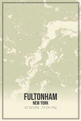Retro US city map of Fultonham, New York. Vintage street map.