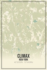 Retro US city map of Climax, New York. Vintage street map.