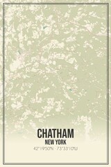 Retro US city map of Chatham, New York. Vintage street map.