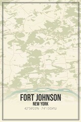 Retro US city map of Fort Johnson, New York. Vintage street map.