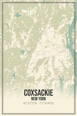 Retro US city map of Coxsackie, New York. Vintage street map.