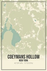 Retro US city map of Coeymans Hollow, New York. Vintage street map.