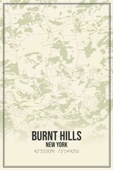 Retro US city map of Burnt Hills, New York. Vintage street map.