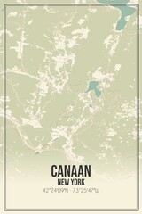Retro US city map of Canaan, New York. Vintage street map.