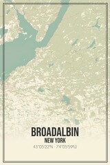 Retro US city map of Broadalbin, New York. Vintage street map.