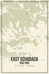 Retro US city map of East Schodack, New York. Vintage street map.