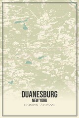 Retro US city map of Duanesburg, New York. Vintage street map.