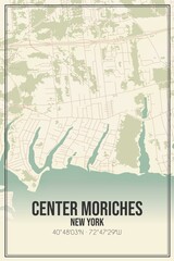 Retro US city map of Center Moriches, New York. Vintage street map.