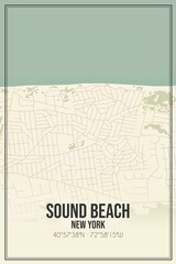 Retro US city map of Sound Beach, New York. Vintage street map.