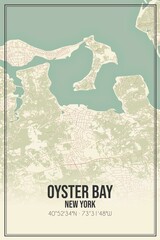 Retro US city map of Oyster Bay, New York. Vintage street map.