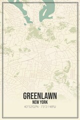 Retro US city map of Greenlawn, New York. Vintage street map.