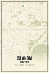 Retro US city map of Islandia, New York. Vintage street map.