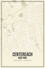 Obraz premium Retro US city map of Centereach, New York. Vintage street map.