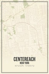 Retro US city map of Centereach, New York. Vintage street map.