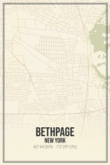 Retro US city map of Bethpage, New York. Vintage street map.