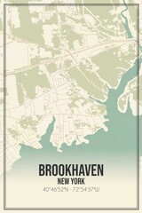 Retro US city map of Brookhaven, New York. Vintage street map.