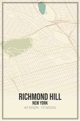 Retro US city map of Richmond Hill, New York. Vintage street map.