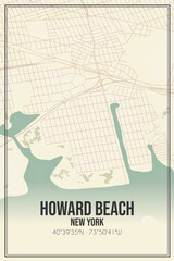 Retro US city map of Howard Beach, New York. Vintage street map.