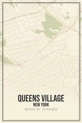 Retro US city map of Queens Village, New York. Vintage street map.