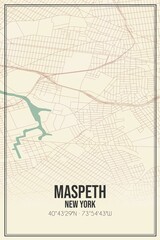 Retro US city map of Maspeth, New York. Vintage street map.