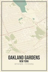 Retro US city map of Oakland Gardens, New York. Vintage street map.