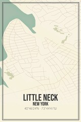 Retro US city map of Little Neck, New York. Vintage street map.
