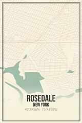 Retro US city map of Rosedale, New York. Vintage street map.