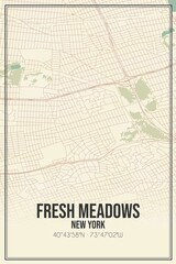 Retro US city map of Fresh Meadows, New York. Vintage street map.