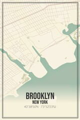 Retro US city map of Brooklyn, New York. Vintage street map.