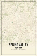 Retro US city map of Spring Valley, New York. Vintage street map.