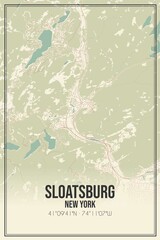 Retro US city map of Sloatsburg, New York. Vintage street map.