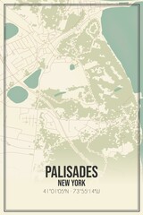 Retro US city map of Palisades, New York. Vintage street map.