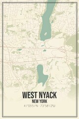 Retro US city map of West Nyack, New York. Vintage street map.
