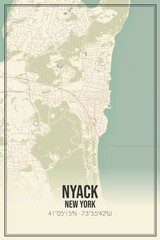 Retro US city map of Nyack, New York. Vintage street map.