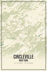 Retro US city map of Circleville, New York. Vintage street map.
