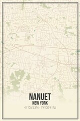 Fototapeta na wymiar Retro US city map of Nanuet, New York. Vintage street map.