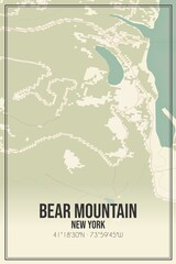 Retro US city map of Bear Mountain, New York. Vintage street map.