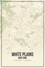 Retro US city map of White Plains, New York. Vintage street map.