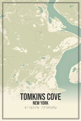 Retro US city map of Tomkins Cove, New York. Vintage street map.