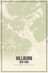 Retro US city map of Hillburn, New York. Vintage street map.