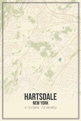 Retro US city map of Hartsdale, New York. Vintage street map.
