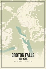 Retro US city map of Croton Falls, New York. Vintage street map.
