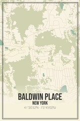 Retro US city map of Baldwin Place, New York. Vintage street map.