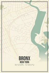 Retro US city map of Bronx, New York. Vintage street map.