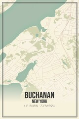 Retro US city map of Buchanan, New York. Vintage street map.