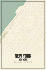 Retro US city map of New York, New York. Vintage street map.