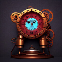 Mechanical Alarm clock . Steampunk style animal. 3d