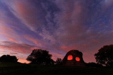 Fototapeta na wymiar Sunset at the Canchal de los Ojos in Piedras Albas. Extremadura. Spain.